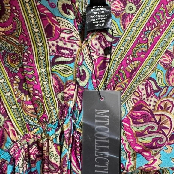 Boho Maxi Dress Long Floral Gown Deep V Front & Back with Tassel made in India - Picture 6 of 17